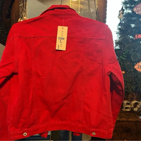 2 - Red Jean Lightweight Jacket - Picture 4 of 9